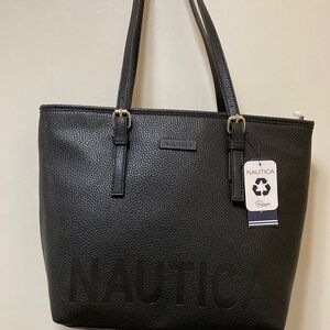 Nautica Black Pebbled Tote Bag